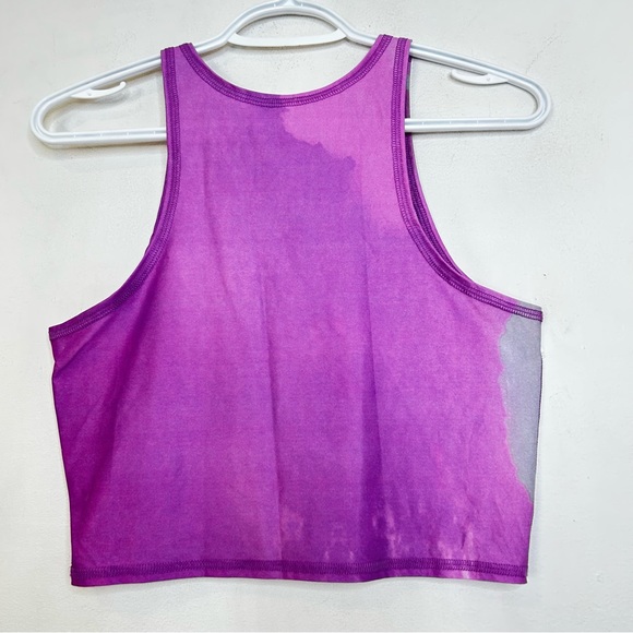 TEEKI Moon Mermaid Crop Tank Top Yoga Stretch Celestial Purple Pink Ombré M - Picture 7 of 13
